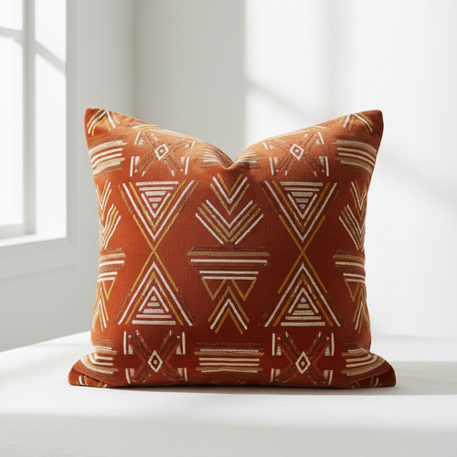 Coussin Décoratif en Velours - Motifs Géométriques