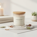 Bougie parfumée artisanale en cire de soja avec couvercle en bois